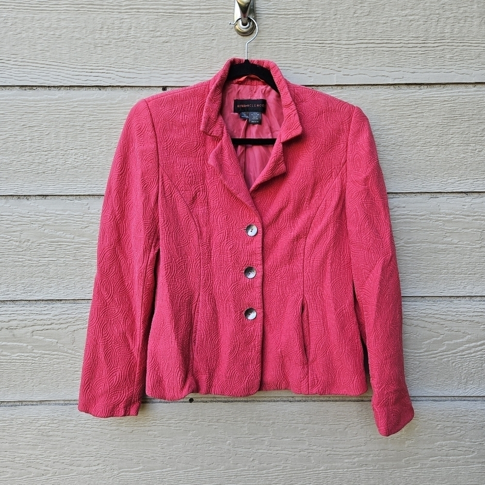 Nina McLemore pink textured silk-blend blazer size 4